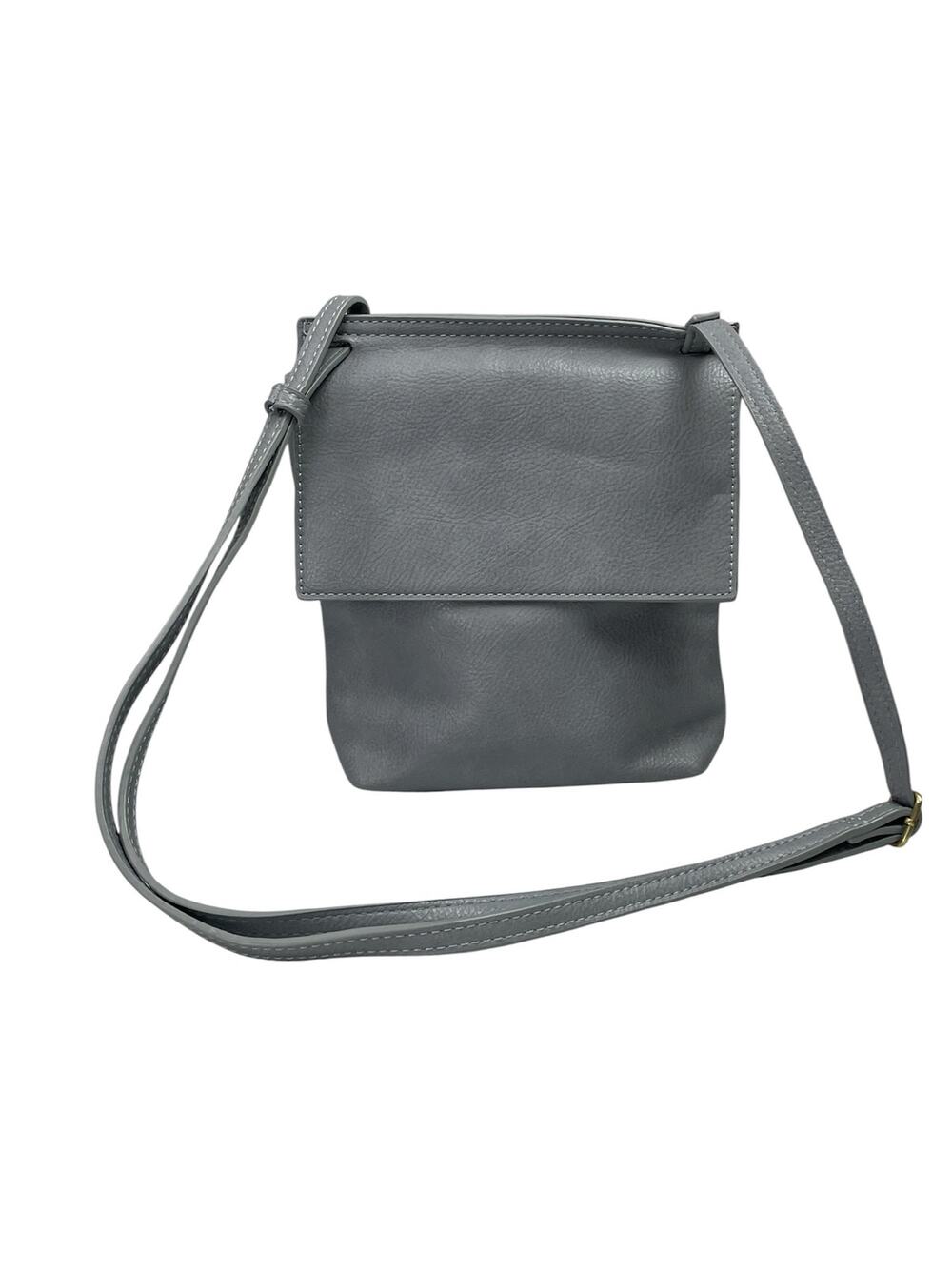 Joy Susan Jensy Chambray Blue Vegan Leather Front Flap Magnetic Crossbody Bag